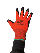 Scarlet nitrile dipped gloves, size 9, medium